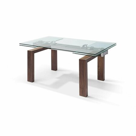HOMEROOTS Walnut Solid Wood Extendable Dining Table 63 x 35 x 30 in. 372065